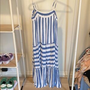 Blue and White Striped Dress